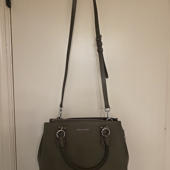Michael Kors Handbags - Michael Kors Olive Leather Satchel with Adjustable Strap